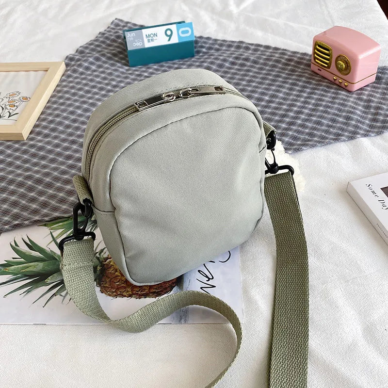 Mini Crossbody Bag for Women 2023 Fashion Small Female Canvas Shoulder Bags Korean Phone Purse Cute Students Purse Flap Bolsas - Artigo Importado