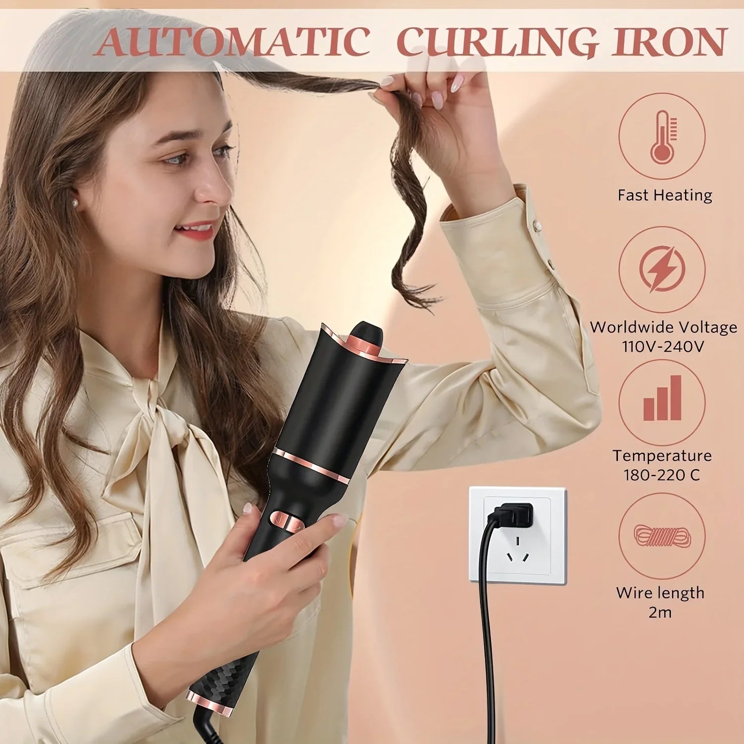 Automatic Hair Curler Auto Hair Curling Iron Ceramic Rotating Air Curler Air Spin Wand Styler Curl Machine Magic Hair Curler - Artigo Importado