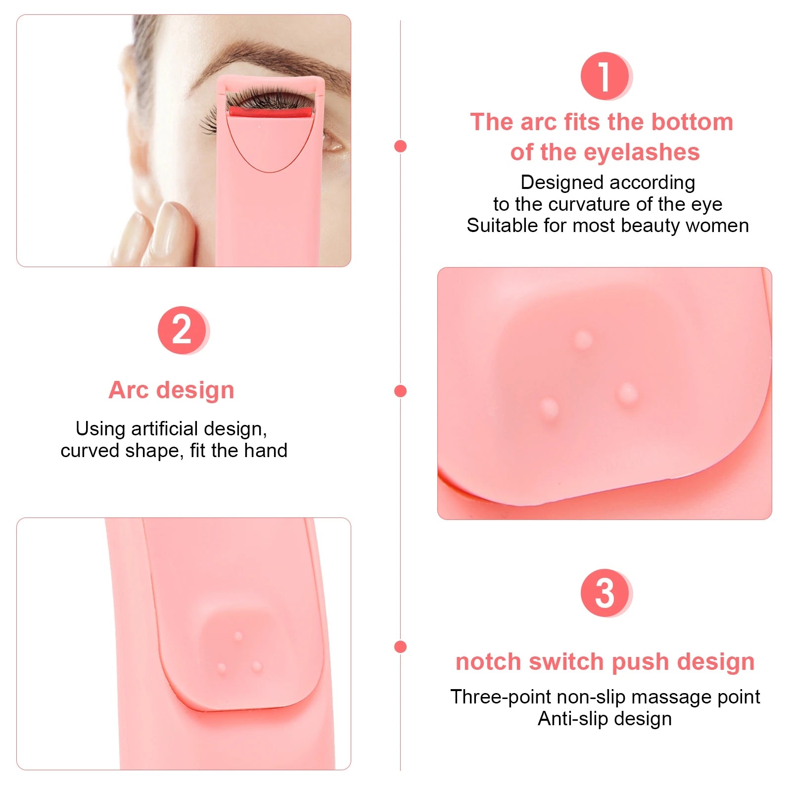 Heated Eyelash Curler Handheld Electric Intelligent Temperature Control Long Lasting Styling Eyelash Curler Mini Eyelash Curler - Artigo Importado