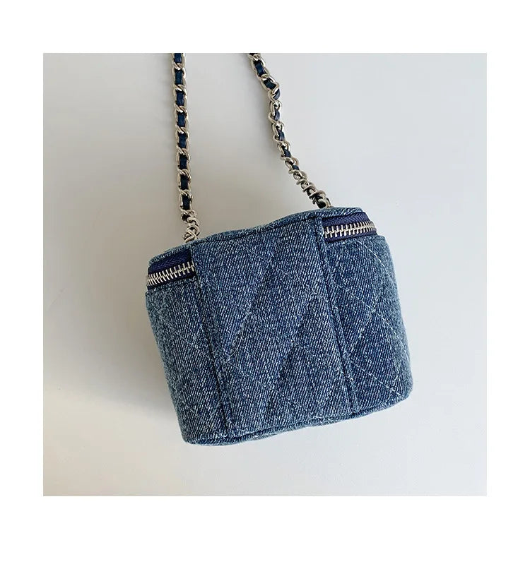 Mini Denim Crossbody Bags for Women 2026 Lingge Chains Shoulder Bag Fashion Brands Box Bag Lipstick Coins Purses and Handbags - Artigo Importado