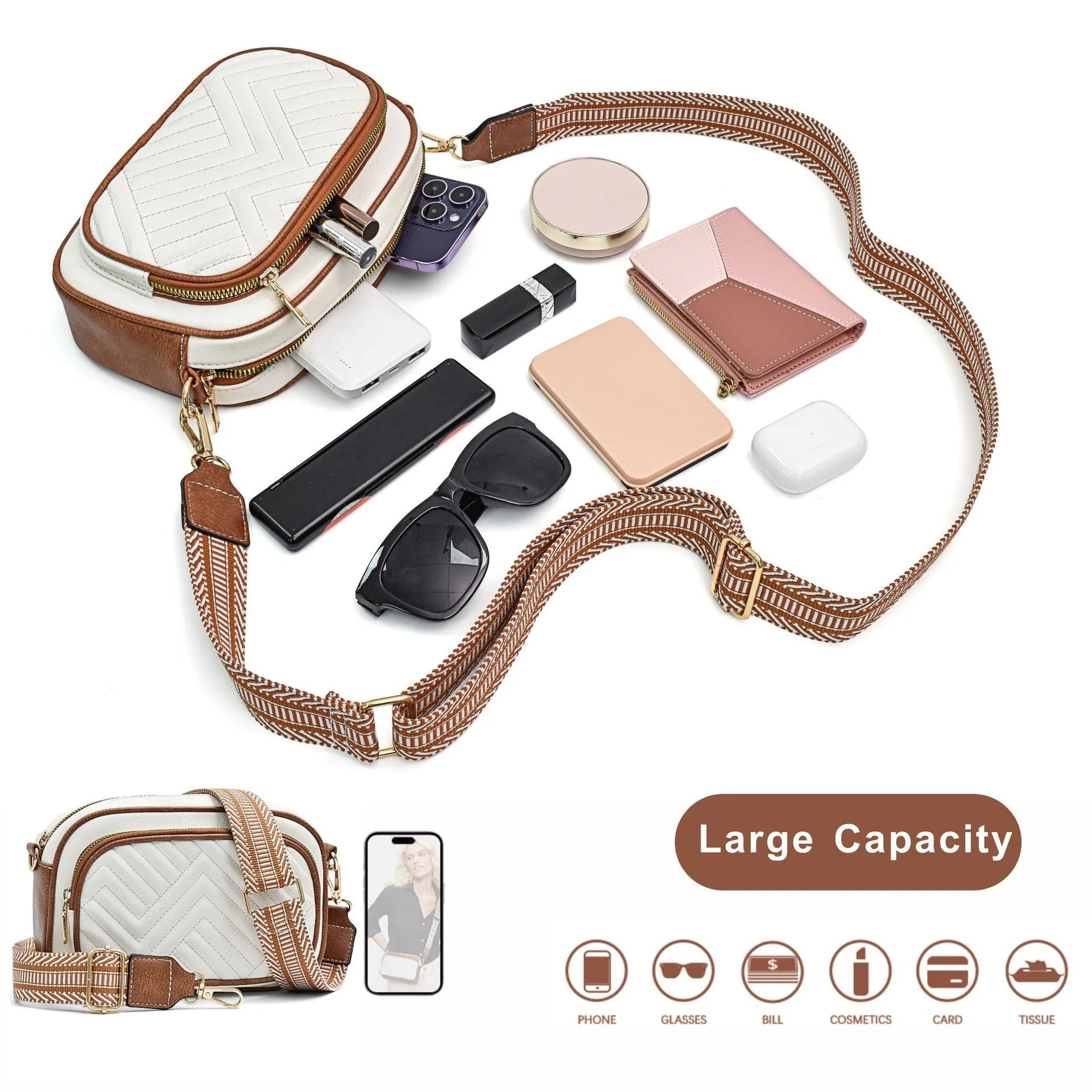 Mini Quilted Crossbody Bags For Women Trendy VeganShoulder Bag Women's Casual Handbag & Purse - Artigo Importado