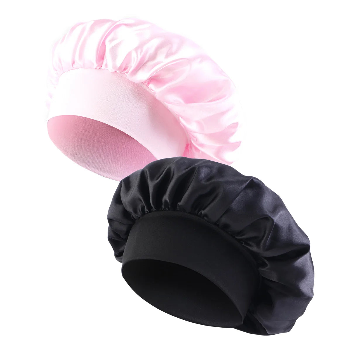 New Satin Wide Brim Nightcap Silky Bonnet Hair Wrap for Sleeping Sleep Cap With Elastic Soft Band Styling Cap Hair Wrapping Tool - Artigo Importado