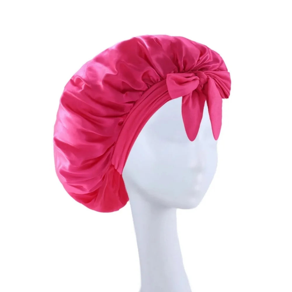 Satin Silk Hair Bonnet | Adjustable Tie Band | Sleep Bonnet for Women Men | Unisex Protective Headwear - Artigo Importado