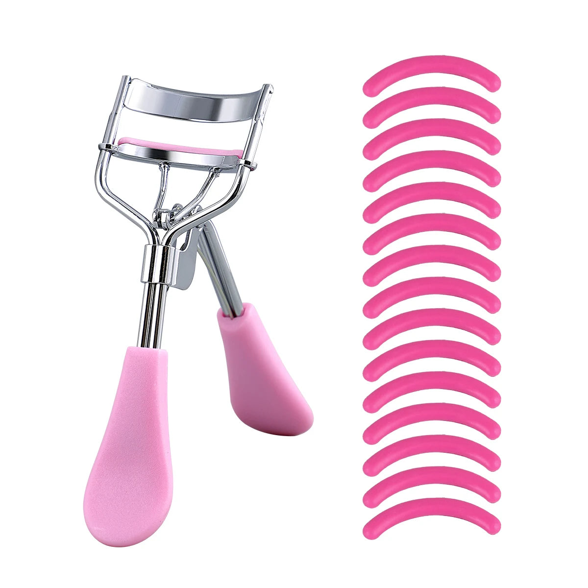 Portable Eyelash Curler with 15 Silicone Pads and Stainless Steel Eyelash Curler, Used for Eyelash Extension and Curling Tools - Artigo Importado