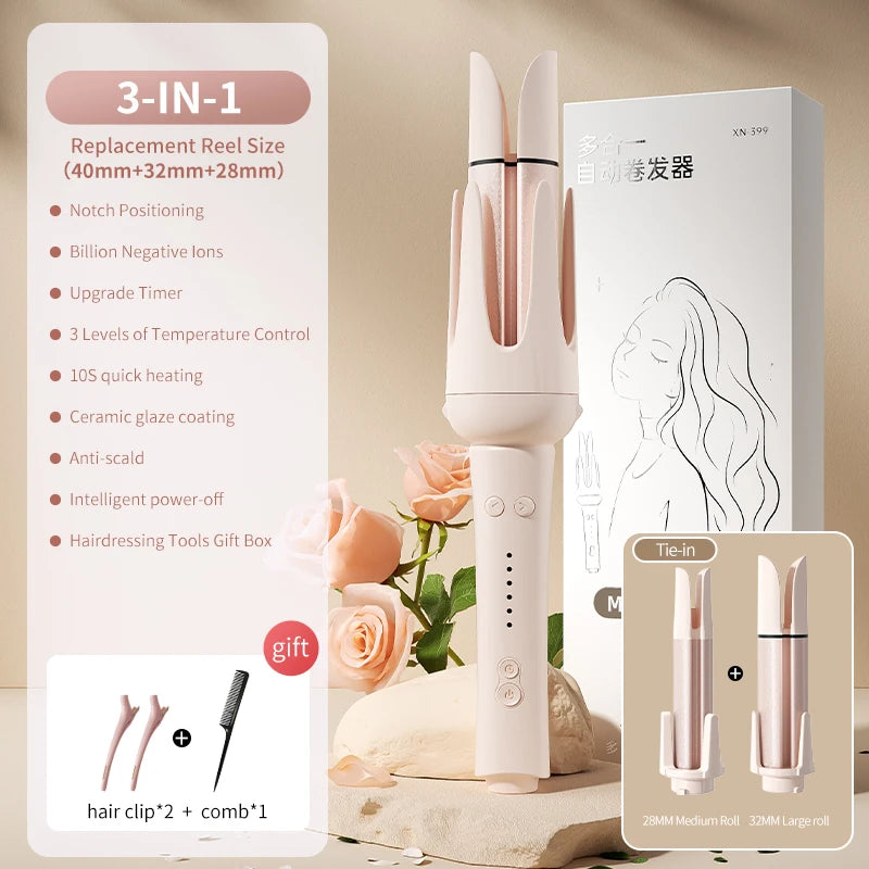 Automatic Hair Curler 32mm Auto Rotating Ceramic Hair Roller Professional Curling Iron Stick 40mm Curling Wand Hair Waver gift - Artigo Importado