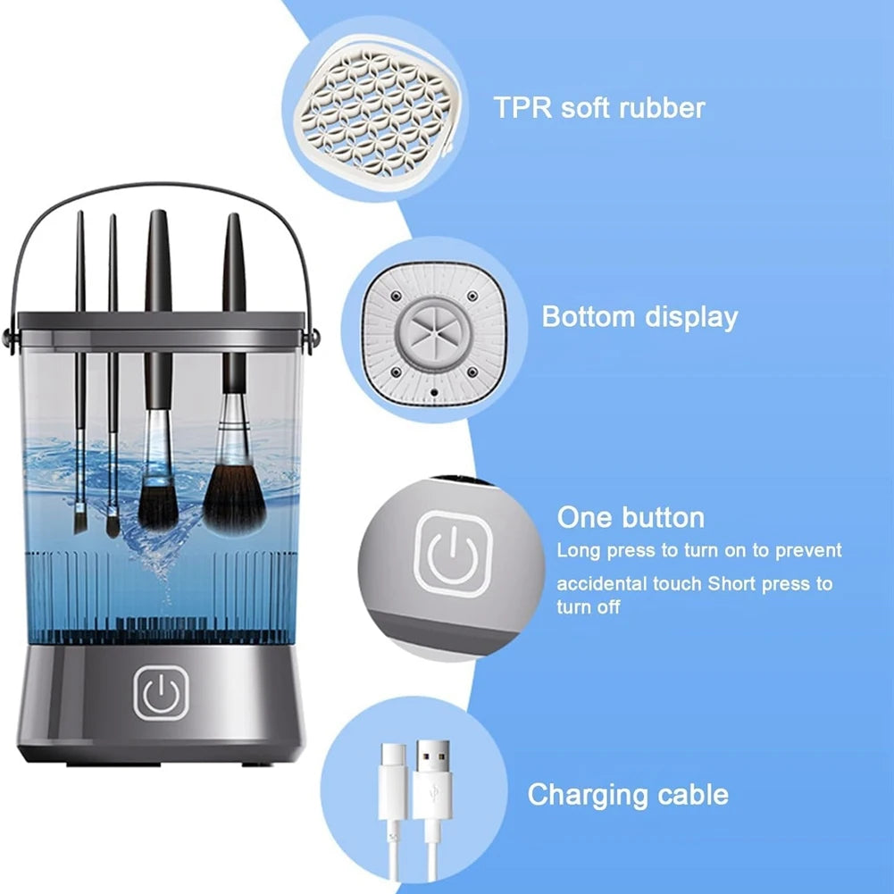 Electric Makeup Brush Cleaner With Clean Mat USB Automatic Rotation Makeup Brush Cleaner For Makeup Lovers Women HOT! - Artigo Importado