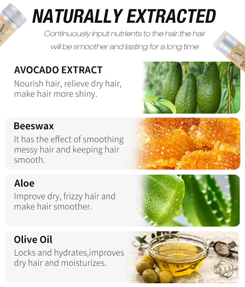 75g/1pcs Hair Styling Wax Stick,Refreshing Non-Greasy，Suitable For Controlling Frizzy And Unruly Edges Of Natural Or Wig Hair - Artigo Importado