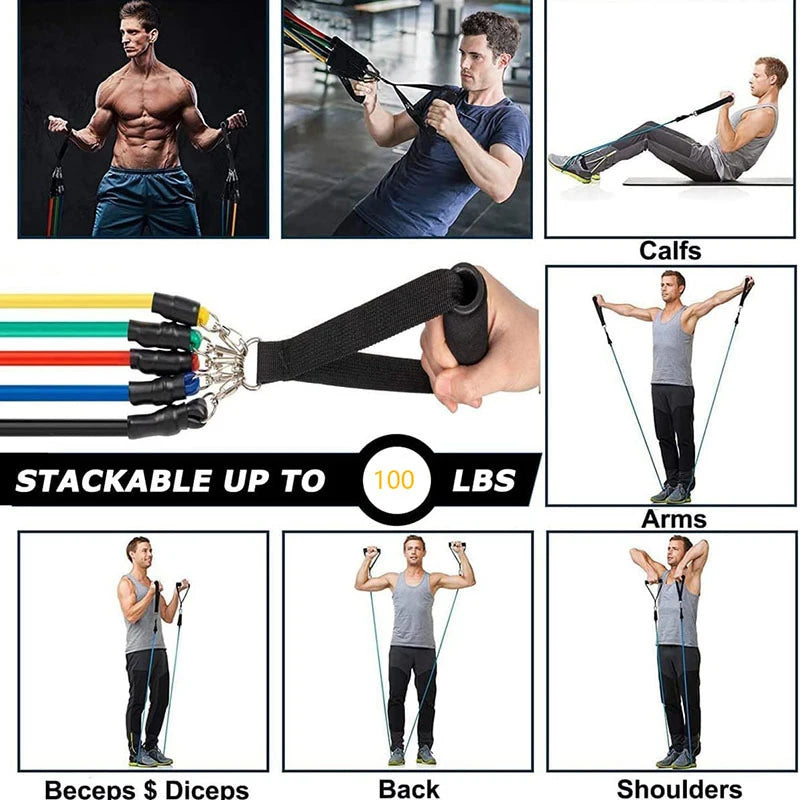Resistance Bands Set Bodybuilding Home Gym Equipment Professional Weight Training Fitness Elastic Rubber Bands Workout Expander - Artigo Importado