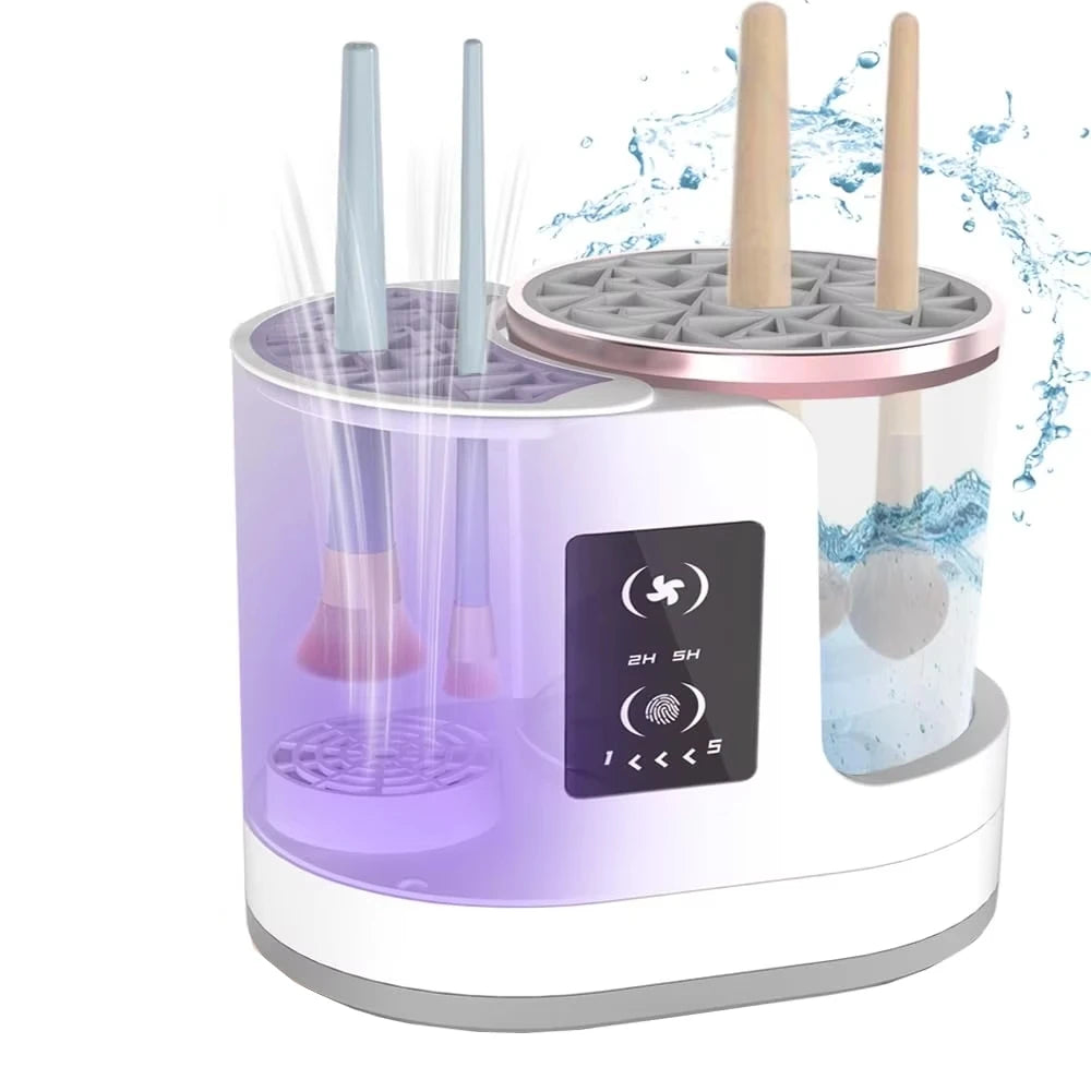 3 IN 1 Electric Makeup Brush Cleaner Machine With Makeup Brush Dryer Mulitfunctional Automatic Cosmetic Brushes Cleaner Tool - Artigo Importado