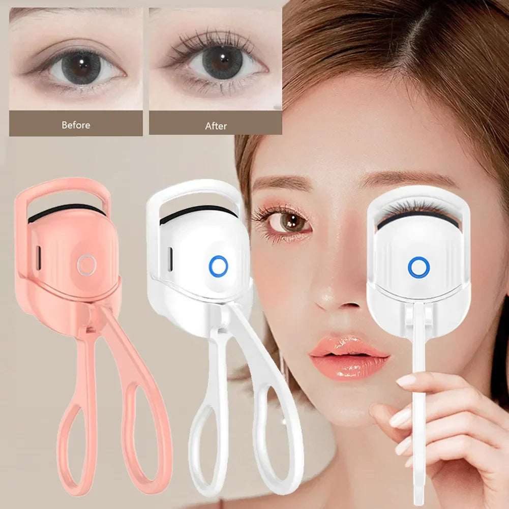Electric Heated Eyelash Curler Eyelashes Curls Thermal Eyelash Curler USB Rechargeable Mini Long Lasting Makeup Tool Beauty Tool - Artigo Importado