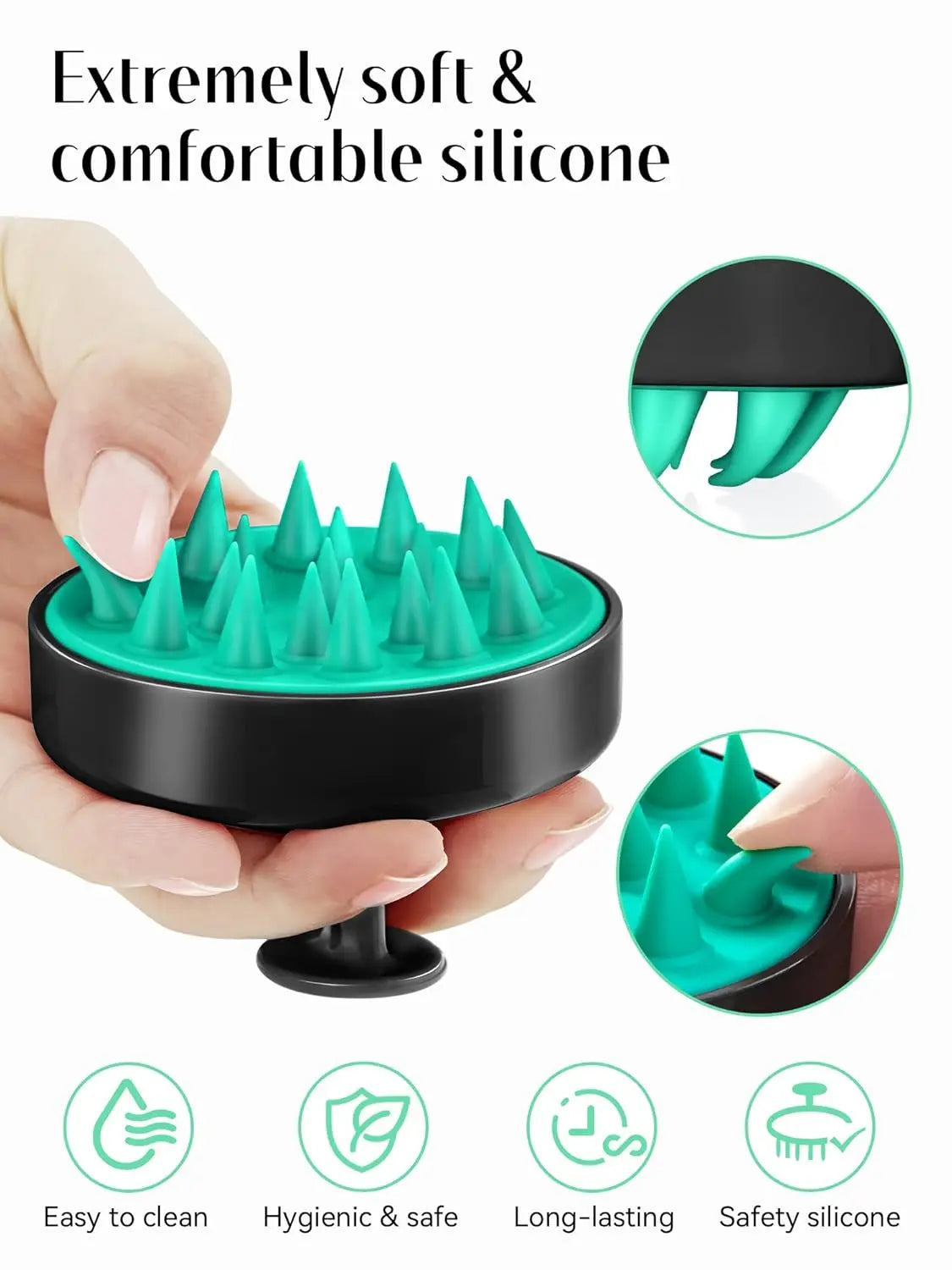 Scalp Massager Hair Growth, Soft Silicone Scalp Scrubber Shampoo Brush for Exfoliation, Dandruff Removal Head Massage Brush - Artigo Importado