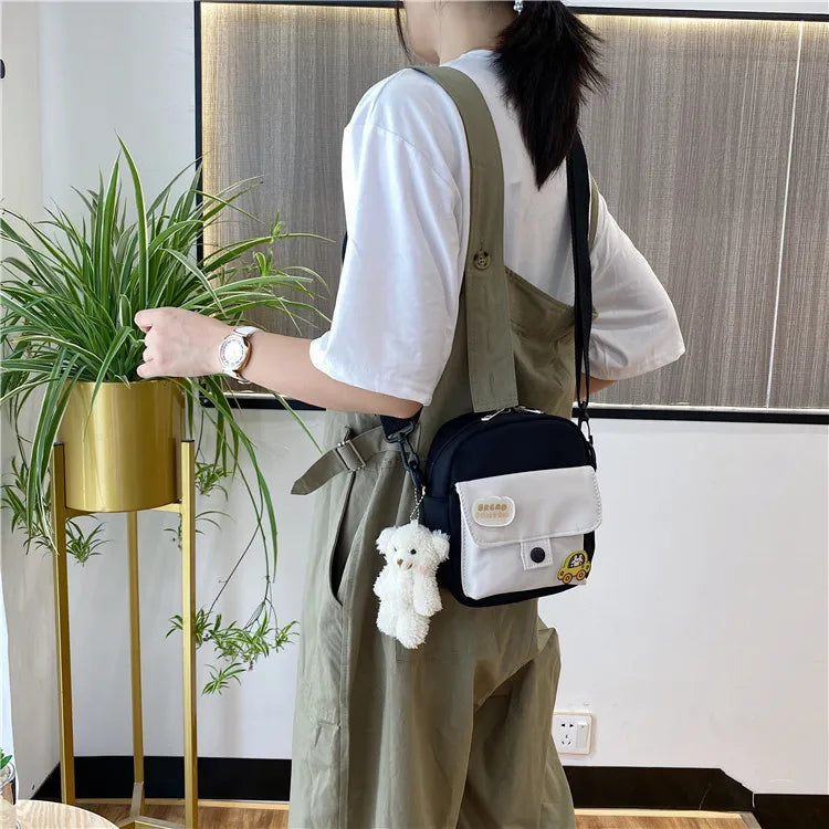 Mini Crossbody Bag for Women 2023 Fashion Small Female Canvas Shoulder Bags Korean Phone Purse Cute Students Purse Flap Bolsas - Artigo Importado