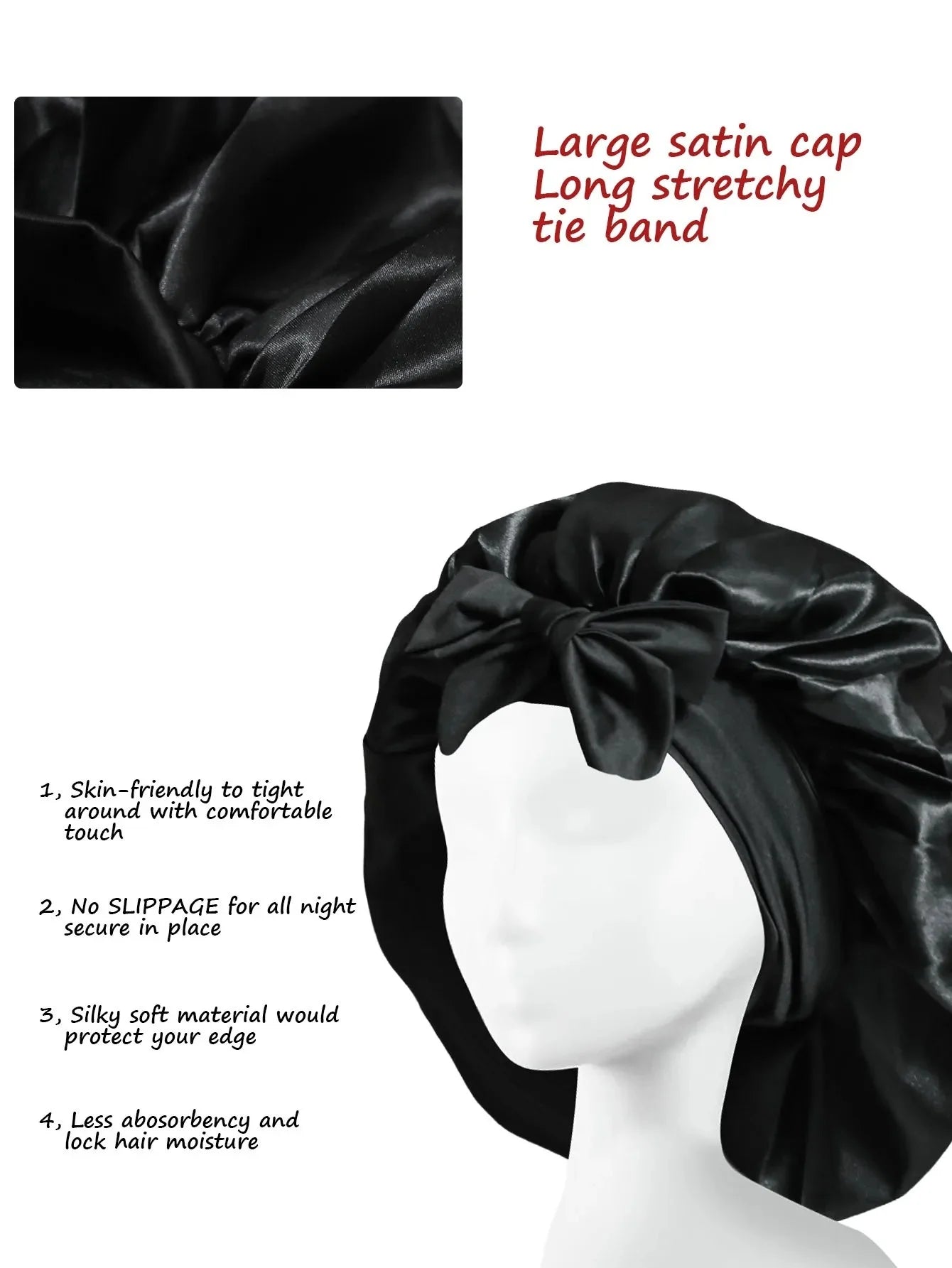 Satin Silk Hair Bonnet | Adjustable Tie Band | Sleep Bonnet for Women Men | Unisex Protective Headwear - Artigo Importado