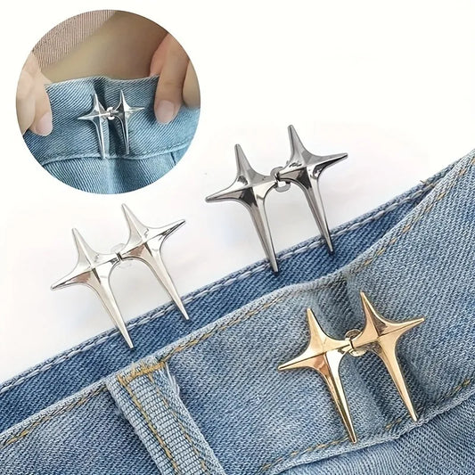 1 Pair Waist Buckle, A Star Shaped Waist Buckle Decorative Buttons, No Sewing, Detachable Button For Waist Adjustment - Artigo Importado