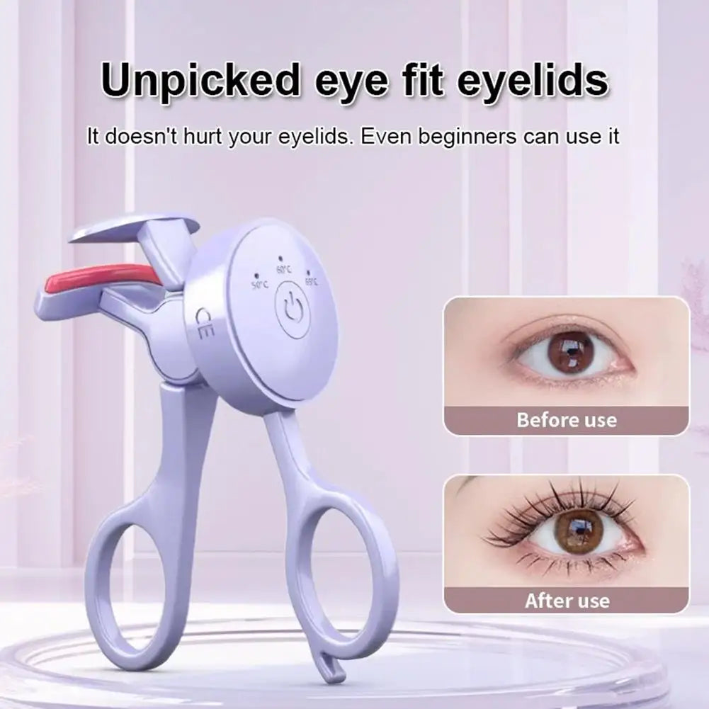USB Electric Heated Eyelash Curler Intelligent Temperature Control Rechargeable Long-lasting Styling Eyelash Roller - Artigo Importado