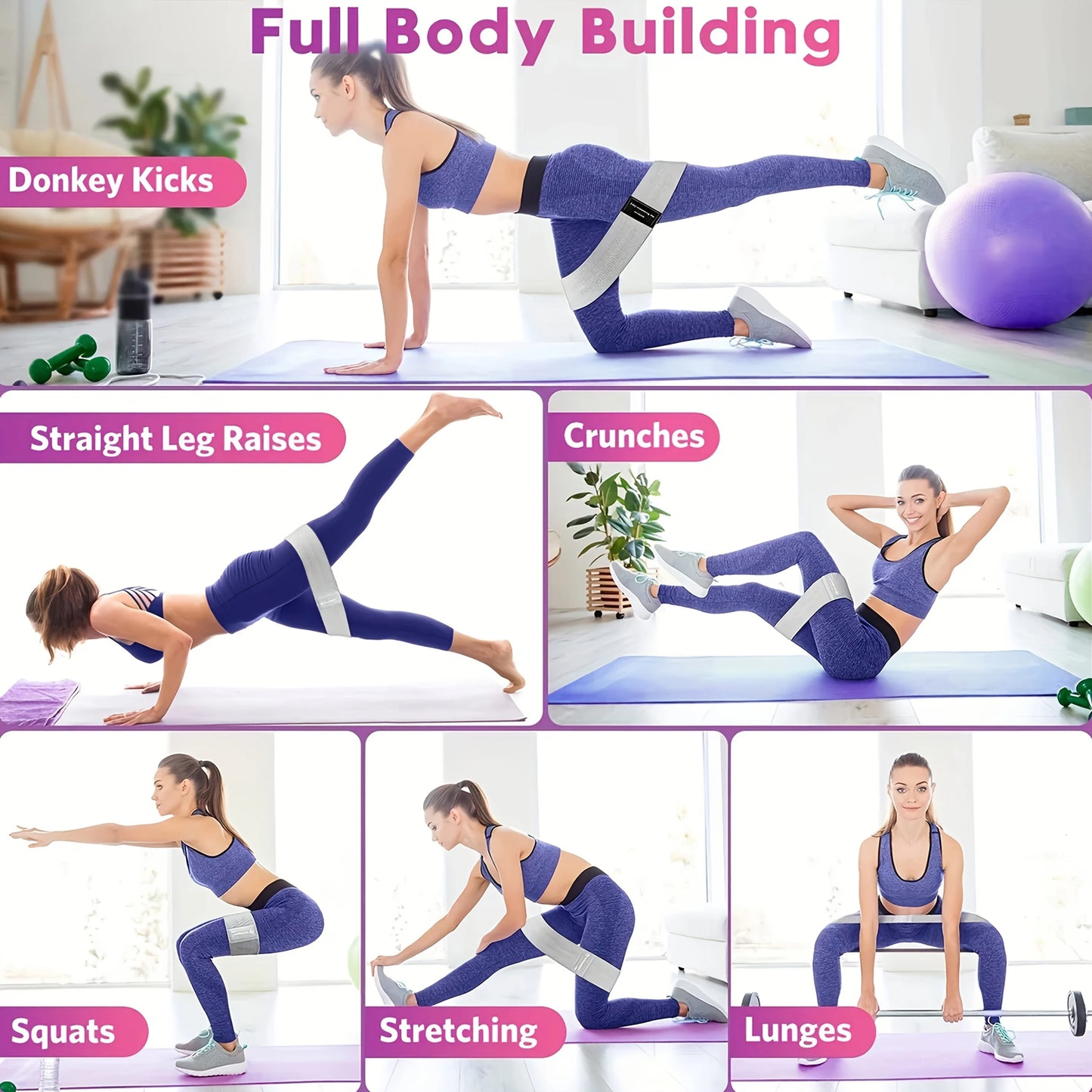 Fabric Resistance Hip Booty Bands Elastic Glute Thigh Workout Squat Circle Stretch Fitness Strips Loops Yoga Gym Equipment - Artigo Importado