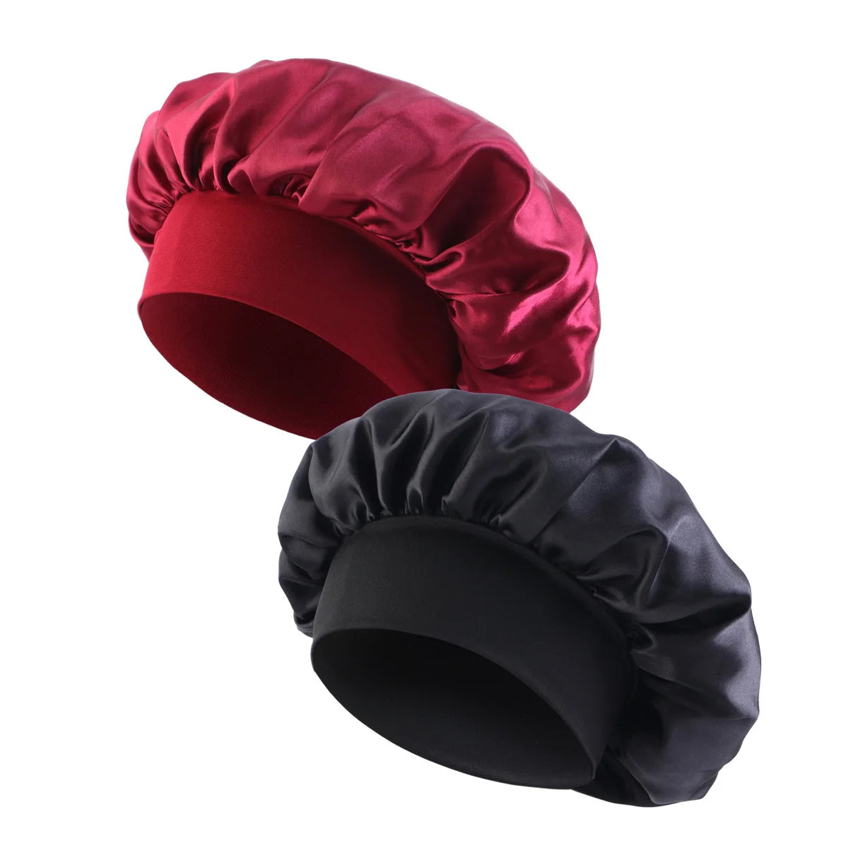 New Satin Wide Brim Nightcap Silky Bonnet Hair Wrap for Sleeping Sleep Cap With Elastic Soft Band Styling Cap Hair Wrapping Tool - Artigo Importado