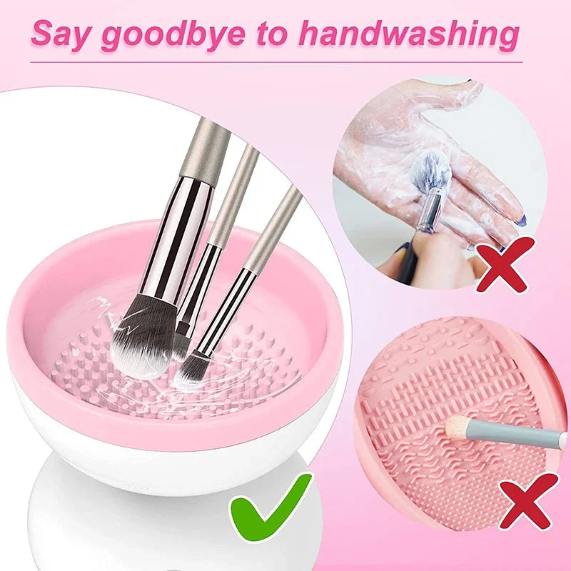 Electric Makeup Brush Cleaner Machine All Size Beauty Makeup Brush Portable Automatic Cosmetic Brushes Cleaner Tool Household - Artigo Importado