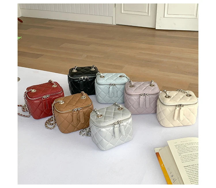 Mini Denim Crossbody Bags for Women 2026 Lingge Chains Shoulder Bag Fashion Brands Box Bag Lipstick Coins Purses and Handbags - Artigo Importado
