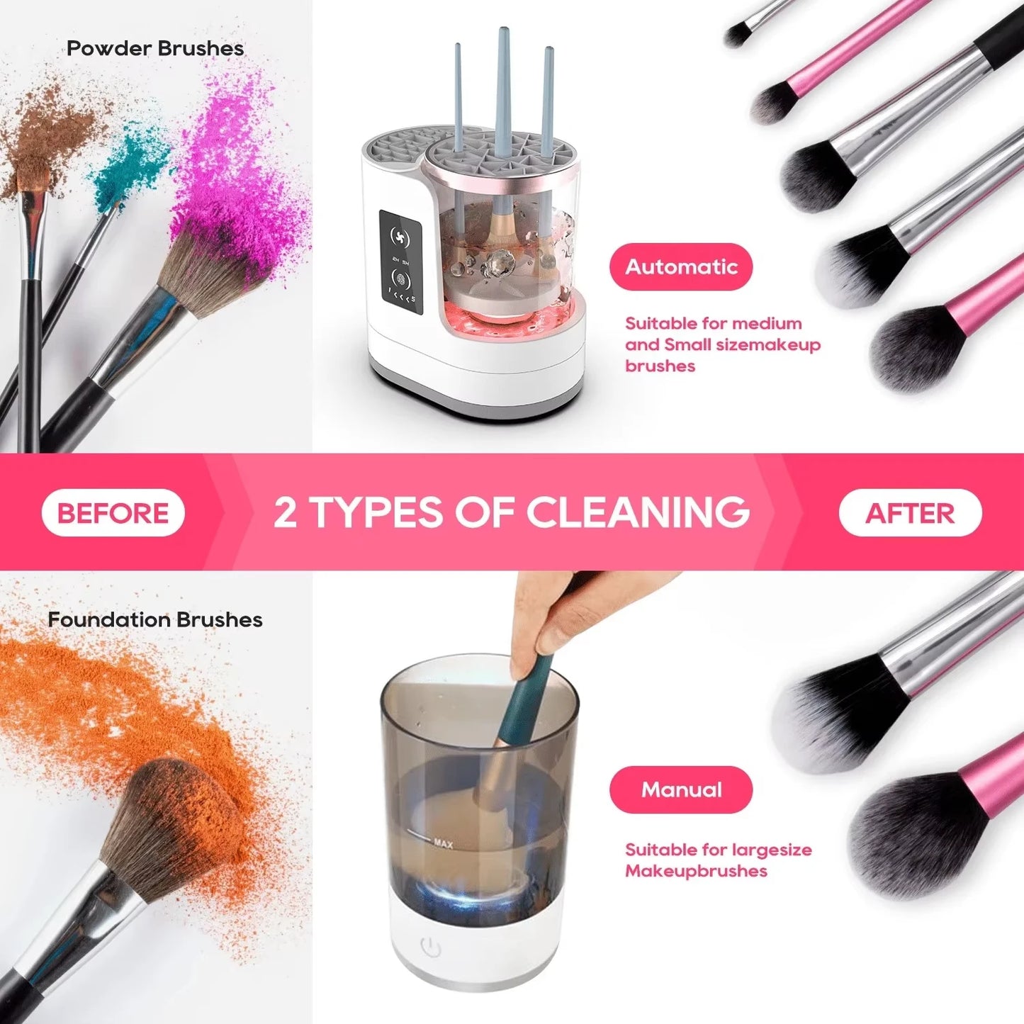 3-in-1 Electric Makeup Brush Cleaner Professional Makeup Brush Cleaning and Drying Machine - Portable USB Automatic Beauty Tool, Suitable for All Sizes of Eyeshadow, Contour, and Makeup Brush Sets - Artigo Importado