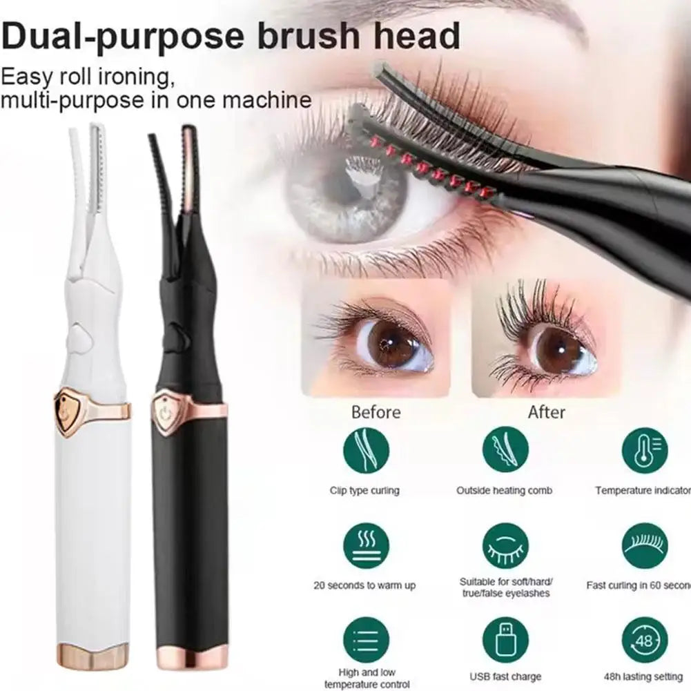 Thermal Eyelash Curler New Electric Heated Eyelash Curler Portable Intelligent Temperature Control Styling Make Up Beauty Tool - Artigo Importado