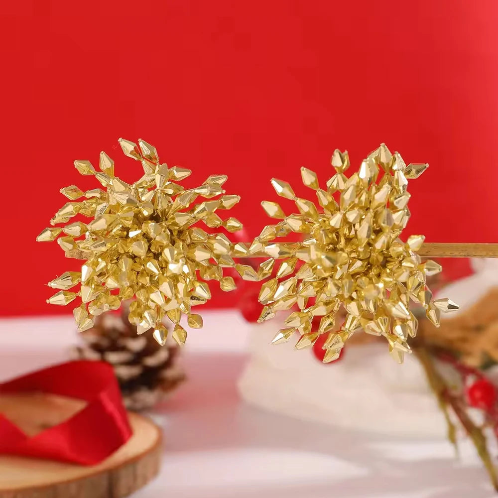 Statement Metal Flower Tassel Earrings Women Party Accessories 2025 Temperament Geometric Beaded Stud Earrings Christmas Jewelry - Artigo Importado