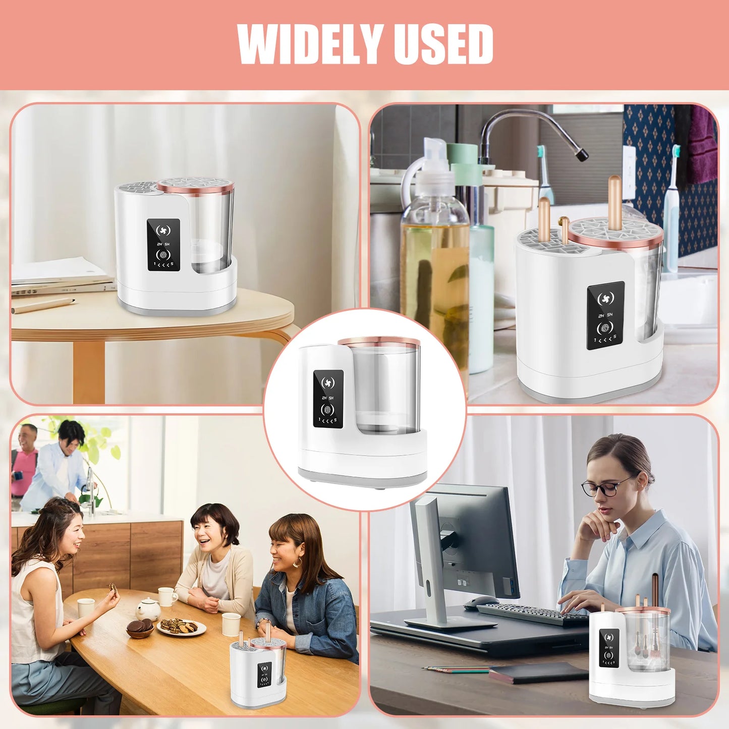 Electric Makeup Brush Cleaner Portable 3 In 1 Makeup Brushes Drying Rack USB Rechargeable Makeup Brushes Cleaning Tool for Women - Artigo Importado