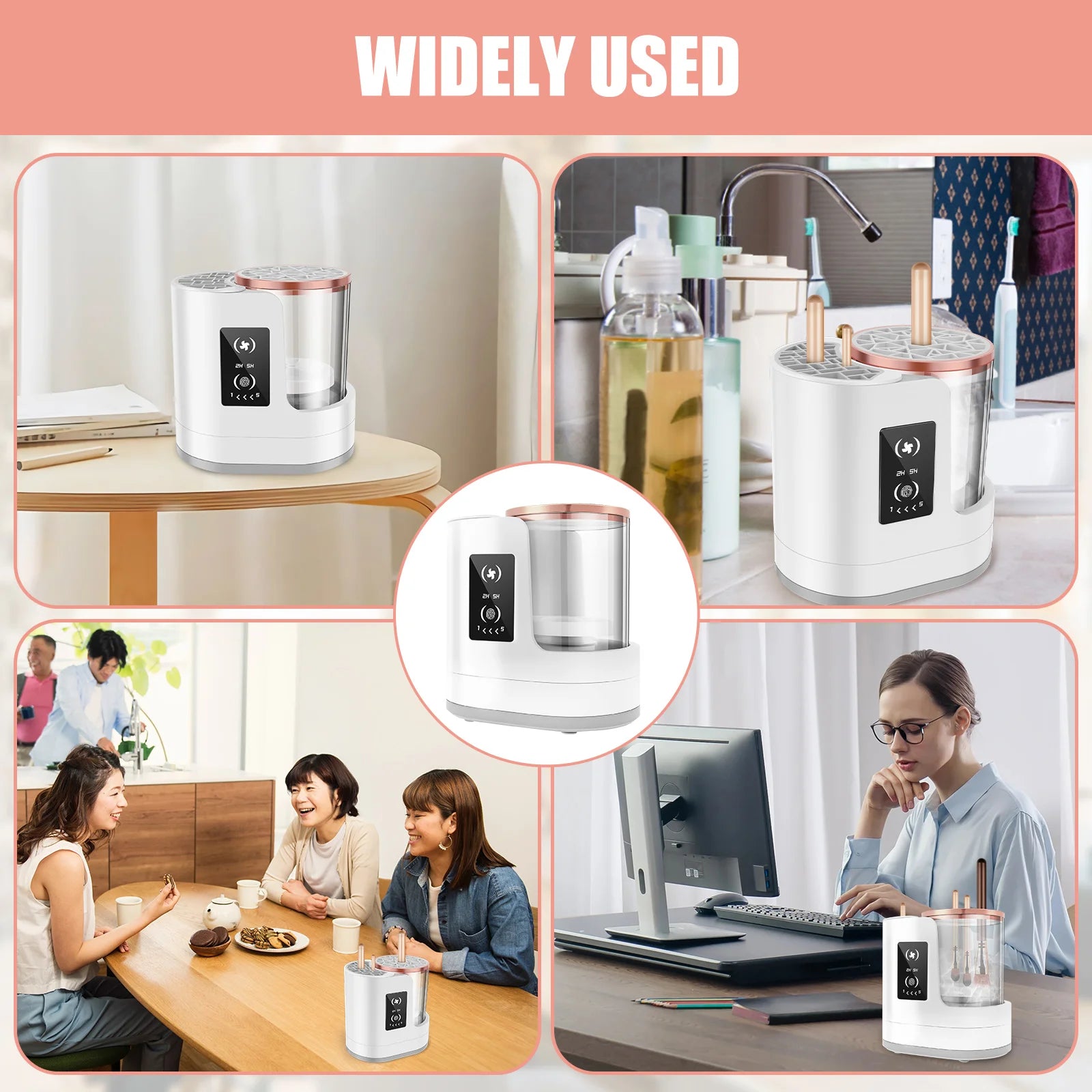 Electric Makeup Brush Cleaner Portable 3 In 1 Makeup Brushes Drying Rack USB Rechargeable Makeup Brushes Cleaning Tool for Women - Artigo Importado