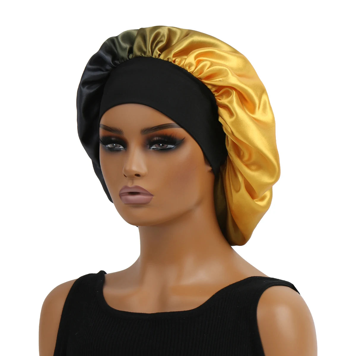 Satin Silk Bonnet Cap with Frontal Wrap, Wide Band, Colorful Fade Printing, Soft Nightcaps, Hair Protect Sleep, Extra Big Size - Artigo Importado