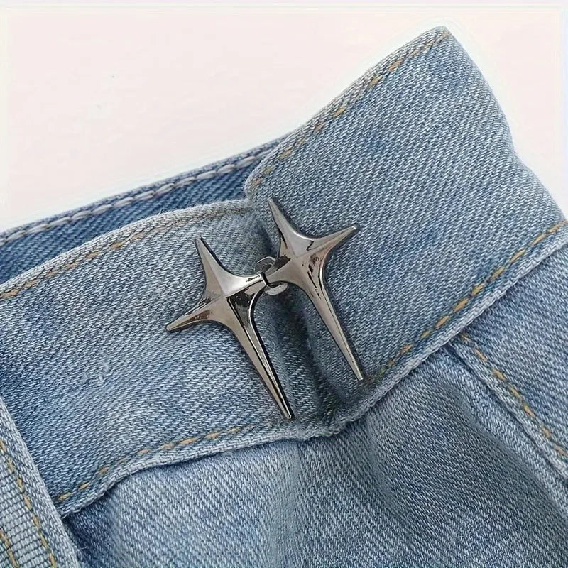 1 Pair Waist Buckle, A Star Shaped Waist Buckle Decorative Buttons, No Sewing, Detachable Button For Waist Adjustment - Artigo Importado