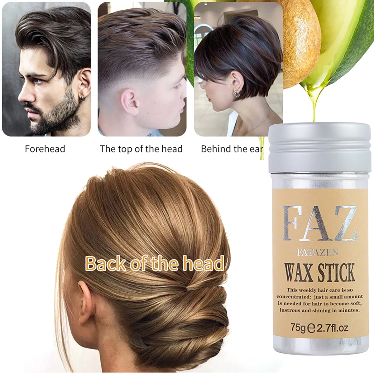 75g/1pcs Hair Styling Wax Stick,Refreshing Non-Greasy，Suitable For Controlling Frizzy And Unruly Edges Of Natural Or Wig Hair - Artigo Importado
