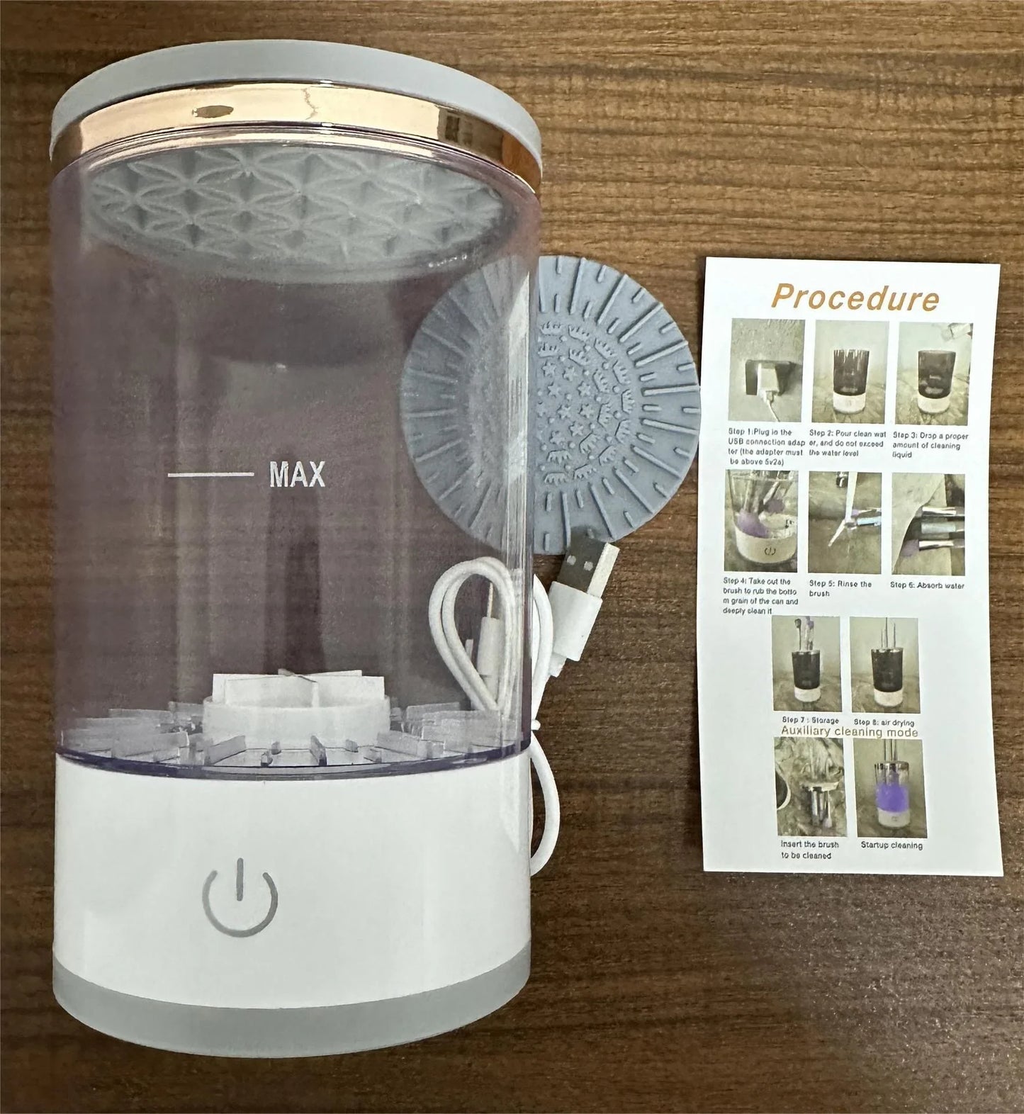 1PC Electric Makeup Brush Cleaner Rechargeable Makeup Brushes Cleaning Tool Automatic Makeup Brush Cleaning Stand Device - Artigo Importado