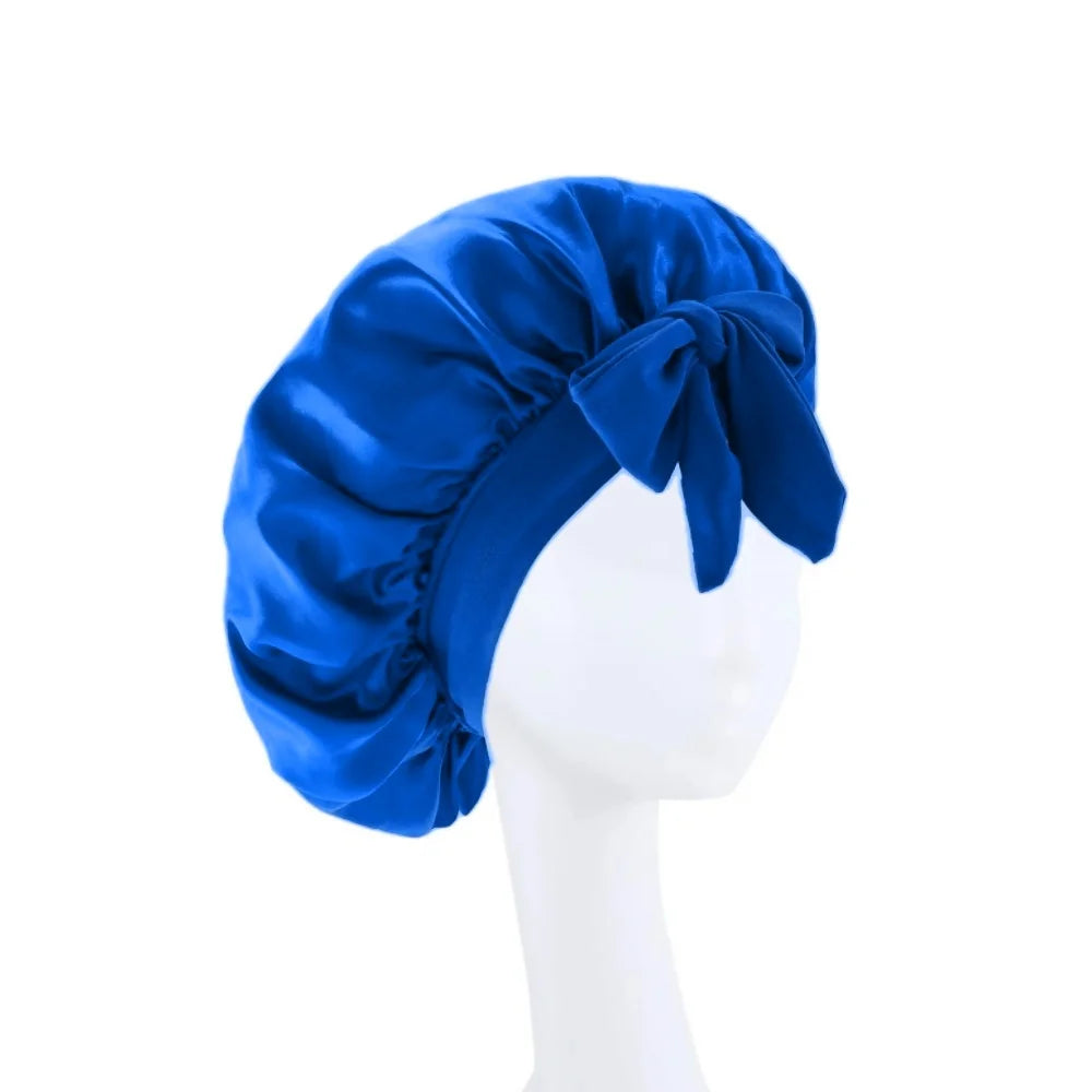 Satin Silk Hair Bonnet | Adjustable Tie Band | Sleep Bonnet for Women Men | Unisex Protective Headwear - Artigo Importado