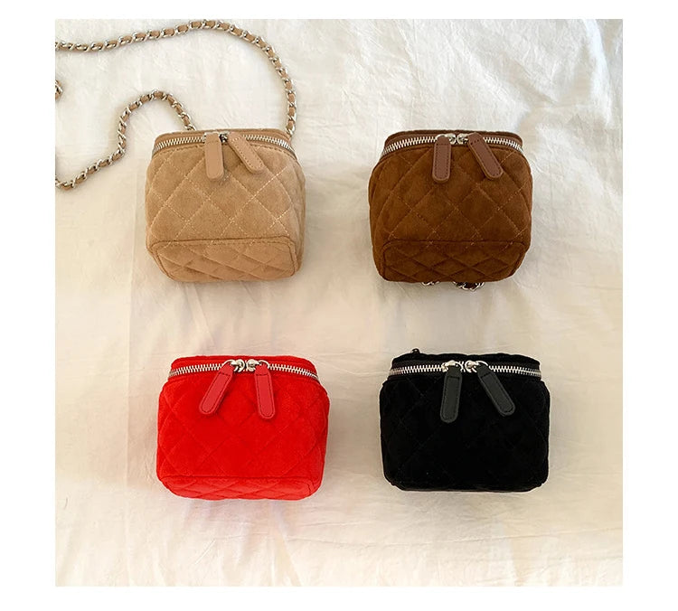 Mini Denim Crossbody Bags for Women 2026 Lingge Chains Shoulder Bag Fashion Brands Box Bag Lipstick Coins Purses and Handbags - Artigo Importado