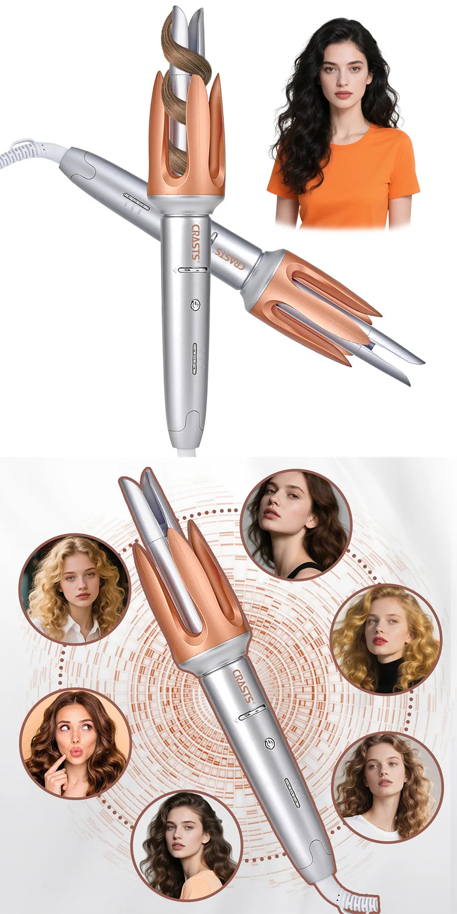 Automatic curling iron with large waves for long-lasting styling without damaging hair. Curling artifact - Artigo Importado