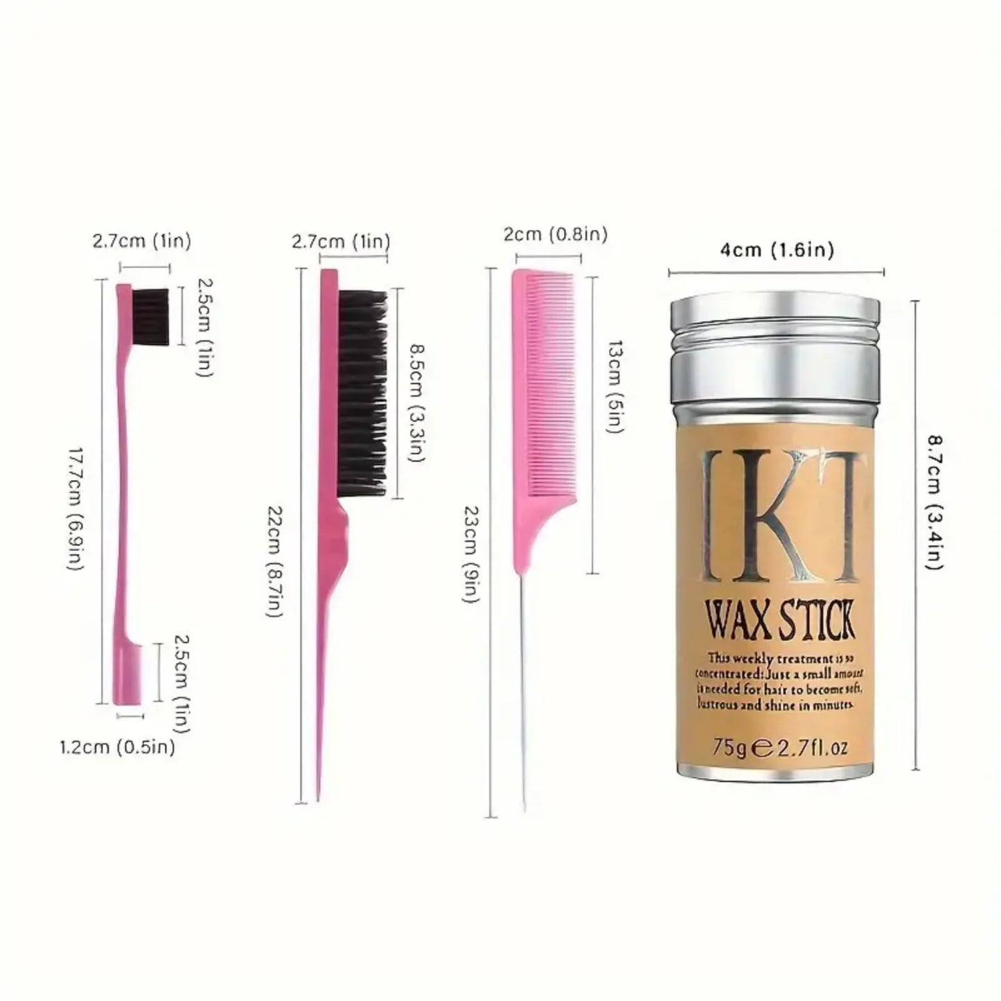 Hair Wax Stick For Kids Women with Slick Back Brushes Gel Pomade for Little Girls Toddler Flyaway Hair Wig Styling Accessories - Artigo Importado