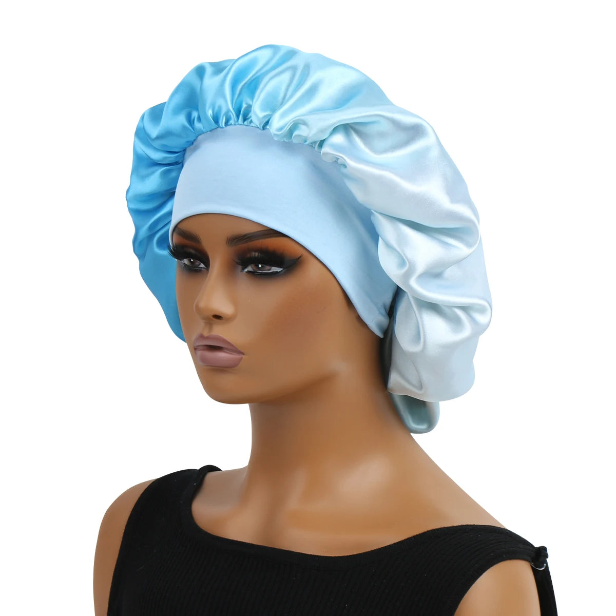 Satin Silk Bonnet Cap with Frontal Wrap, Wide Band, Colorful Fade Printing, Soft Nightcaps, Hair Protect Sleep, Extra Big Size - Artigo Importado