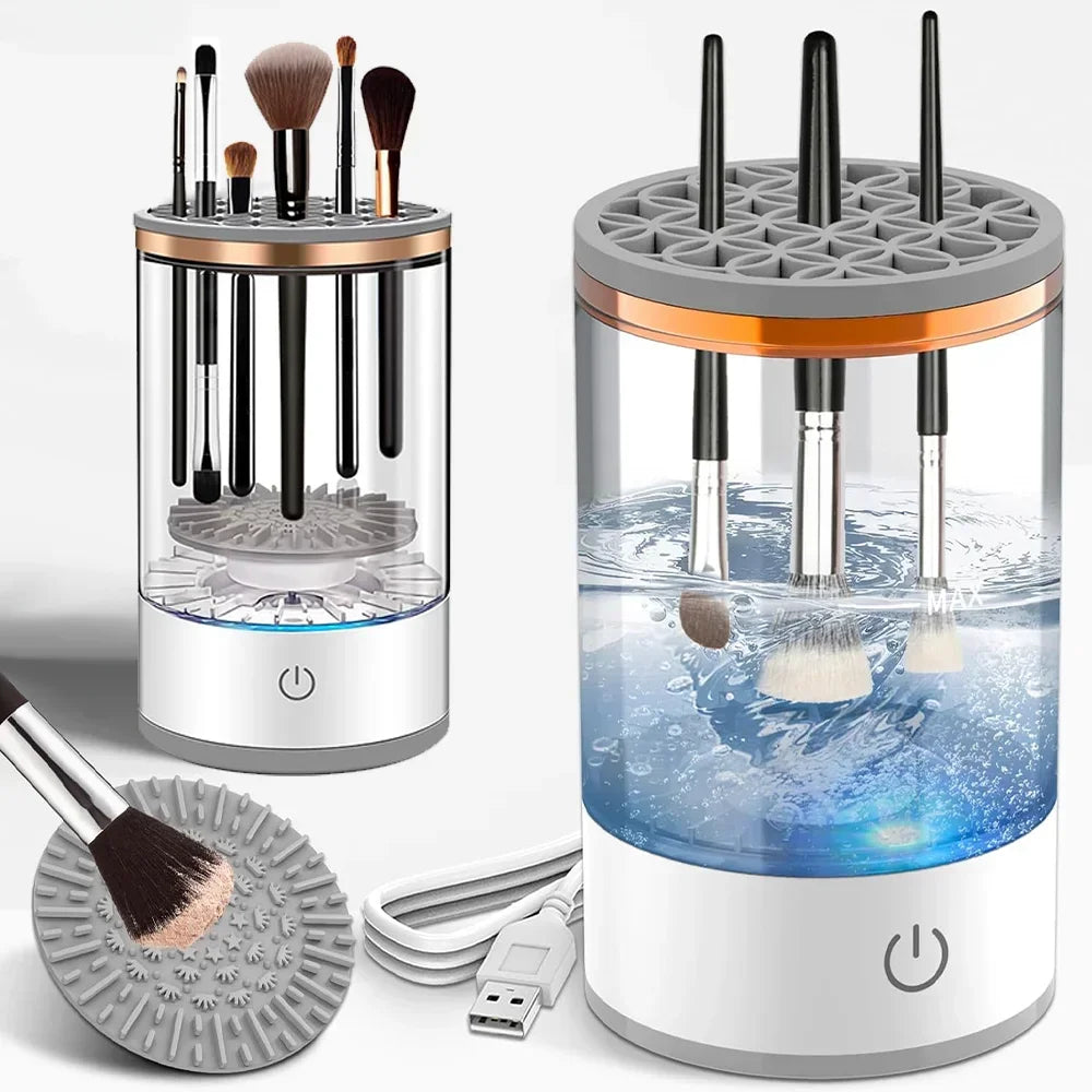 1PC Electric Makeup Brush Cleaner Rechargeable Makeup Brushes Cleaning Tool Automatic Makeup Brush Cleaning Stand Device - Artigo Importado