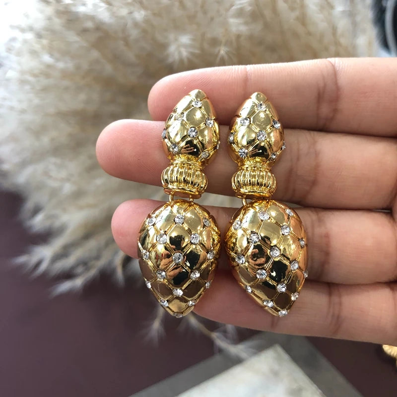 Statement Stud Earrings Crystal Stone Drop Brincos For Women's Accessories - Artigo Importado