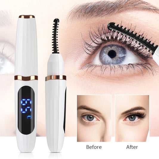 Electric Heated Eyelash Curler Heated Eyelashes Curling Tool Electronic USB Natural Fake Eye Lash Curler Beauty Supplies Tools - Artigo Importado