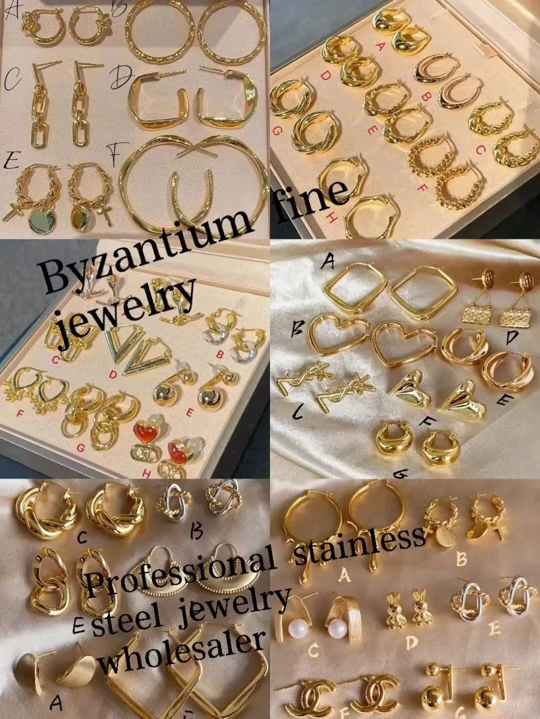 Minimalist Stainless Steel Jewelry Set Two-tones Open Bracelet Hoop Earrings Titanium Steel Statement Chunky Accessories Jewelry - Artigo Importado