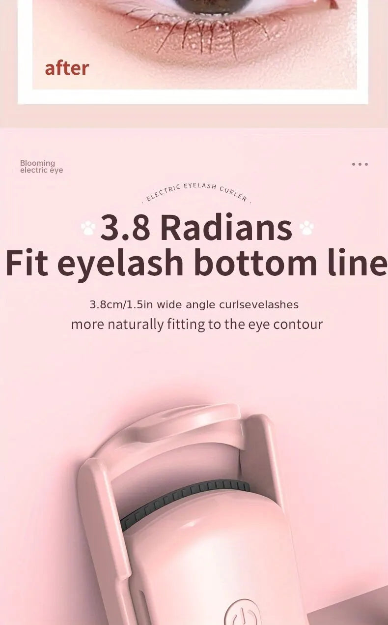 Electric Heated Eyelash Curler for Lasting Styling Portable Lash Lift Tool Intelligent Natural Curling with USB Rechargeable - Artigo Importado