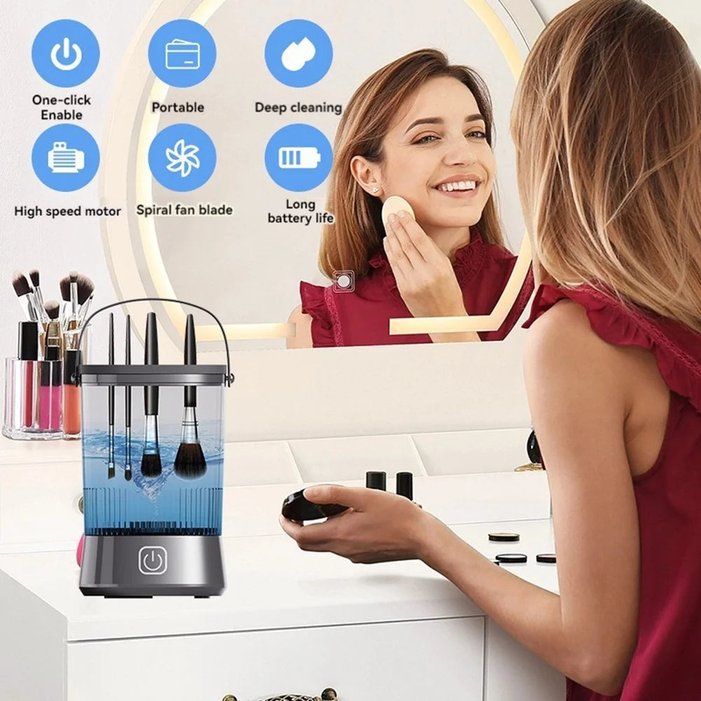 Electric Makeup Brush Cleaner With Clean Mat USB Automatic Rotation Makeup Brush Cleaner For Makeup Lovers Women HOT! - Artigo Importado