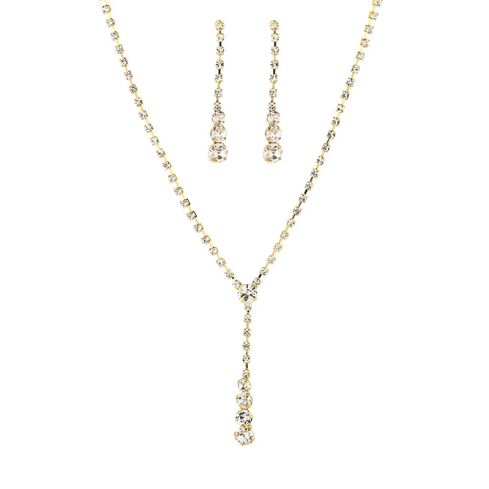 5Pcs Silver Prom Jewelry Set for Women Minimalist Rings Necklace Earrings Bracelet Set Wedding Party Dress Accessories Gifts - Artigo Importado