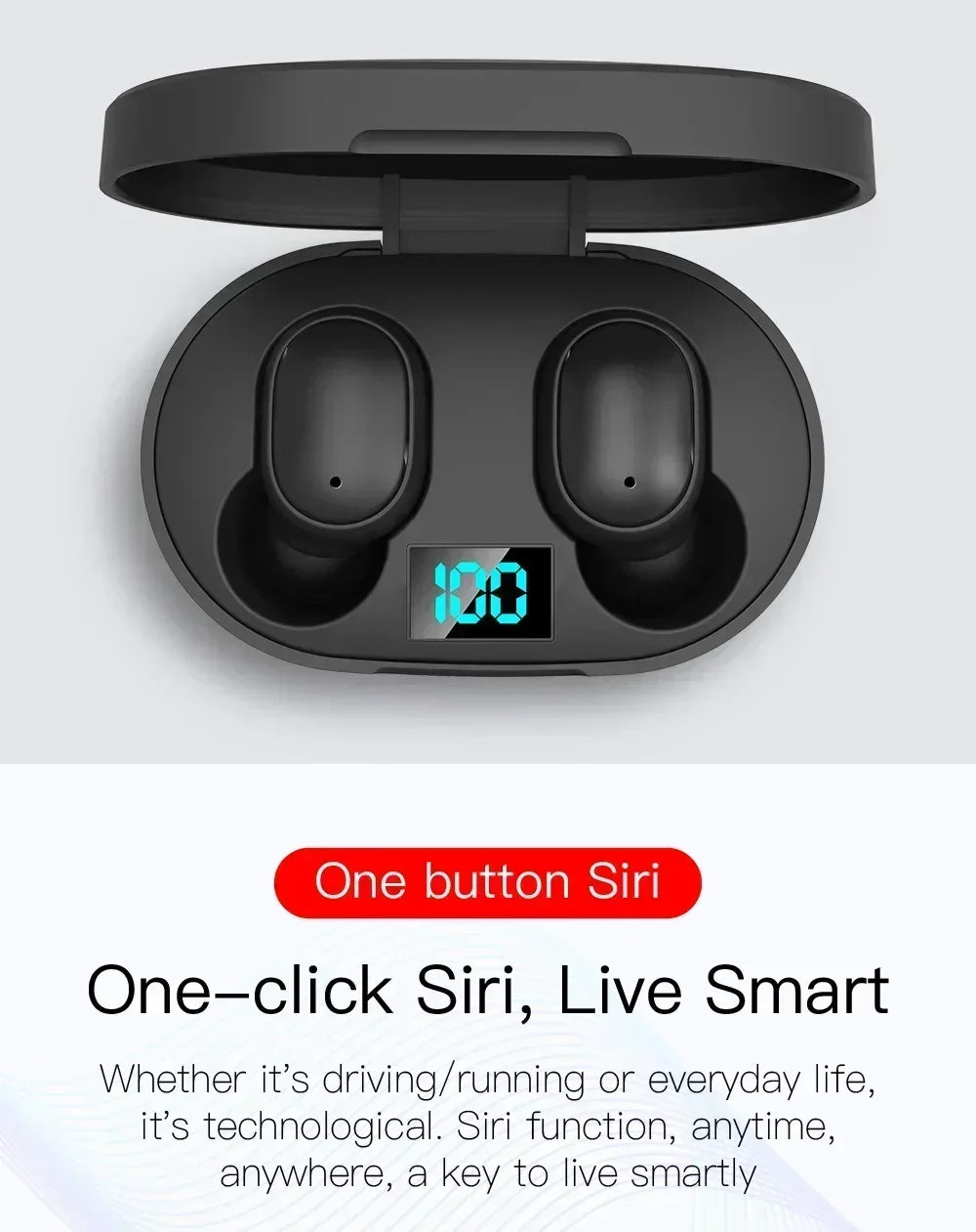 E6S Wireless Bluetooth Earphones TWS Bluetooth Headset Wireless Earbuds Noise Cancelling Earphones with Microphone Headphones - Artigo Importado