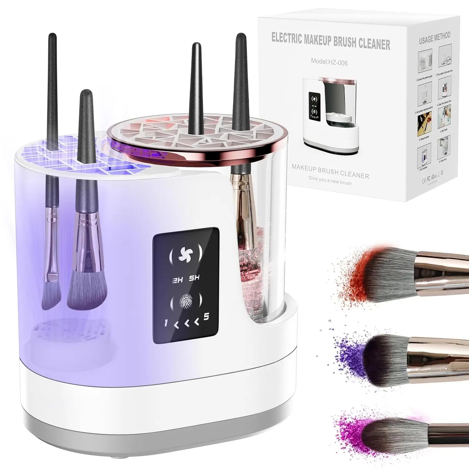 3 IN 1 Electric Makeup Brush Cleaner Machine with Makeup Brush Dryer for All Size Beauty Makeup Brush Cosmetic Tools Fast Drying - Artigo Importado
