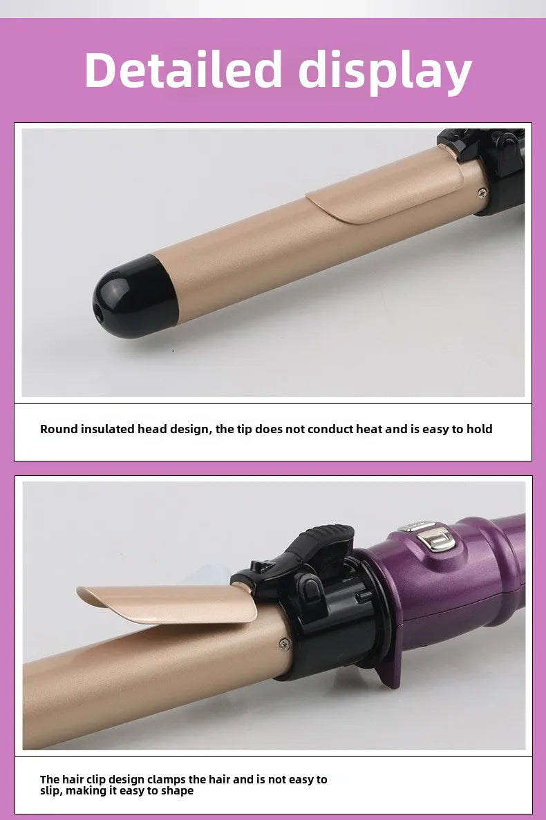 Automatic Hair Curler 1.1inches Rotating Curling Iron with LED Display Fast Heating Curling Wand Hair Curler for Home&Travel Use - Artigo Importado