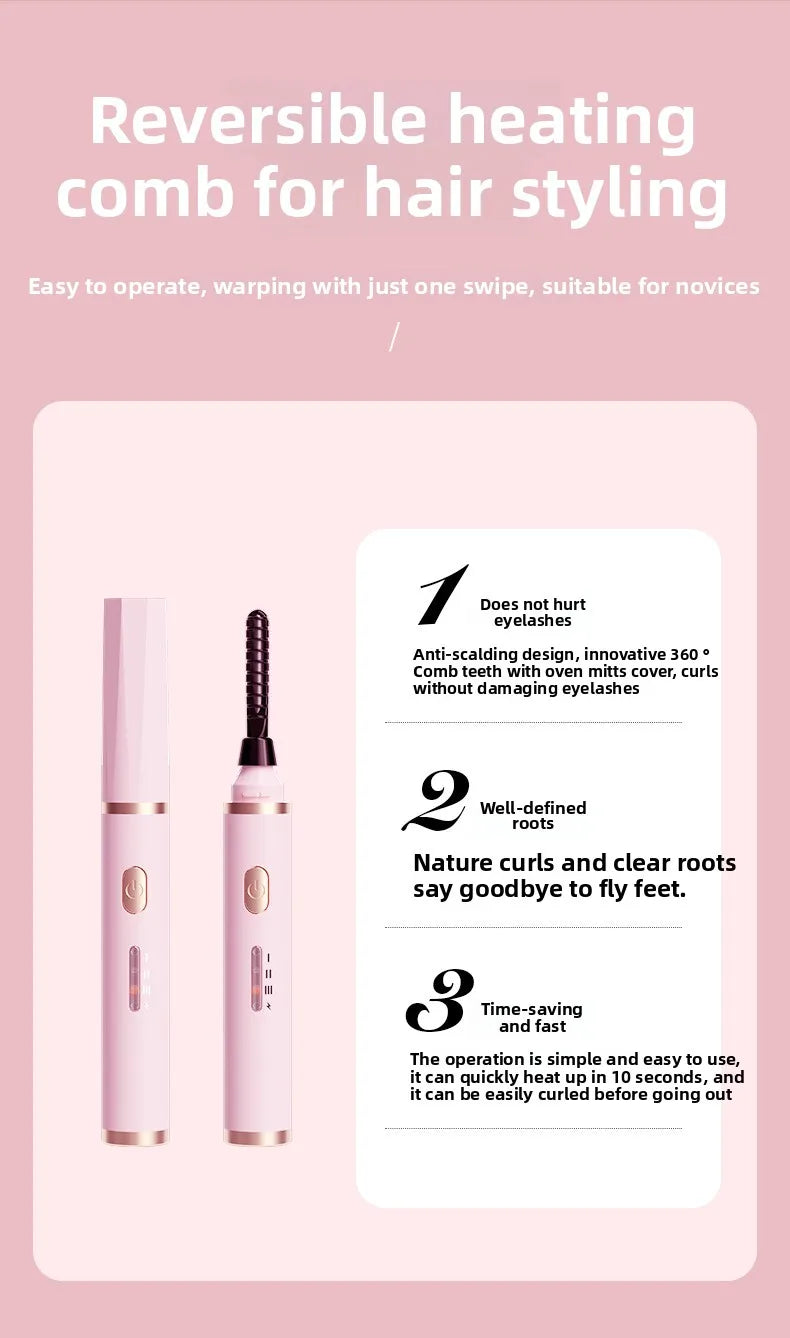 Portable Heated Electric Women Stereotypes Eyelash Curler USB Rechargeable Long Lasting Eyelash Curler Quick Heated Beauty Tools - Artigo Importado