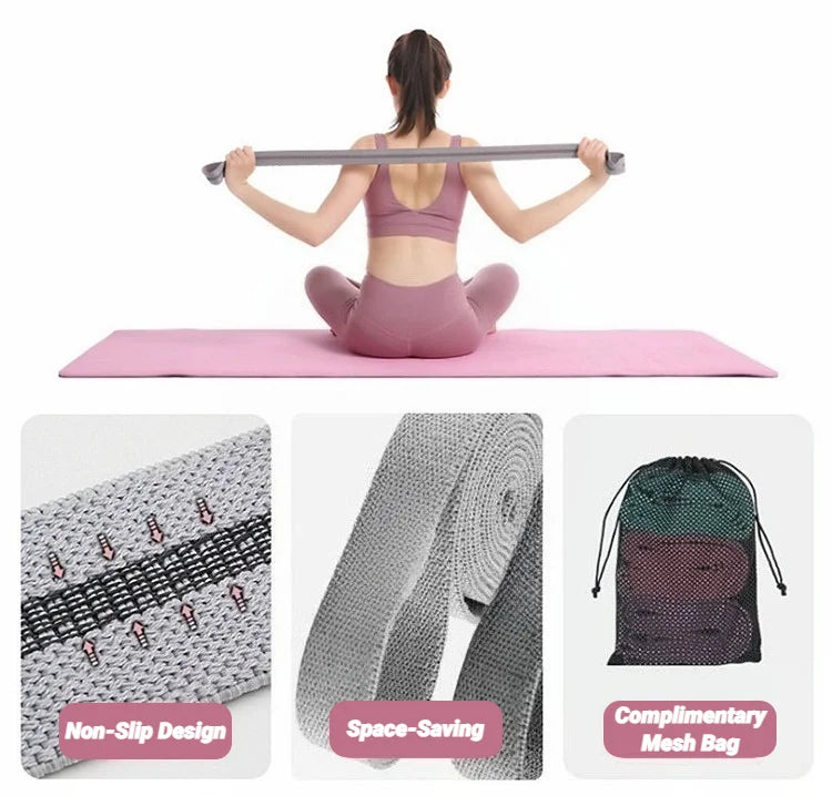 Resistance Bands Set for Working Out Non-Slip Exercise Booty Bands for Women Men Leg and Glutes with Hair Ties and Tape Measure - Artigo Importado