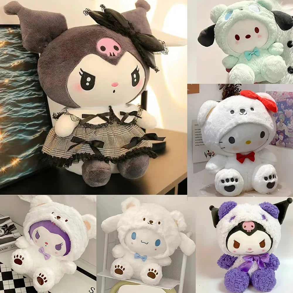 Sanrio Plush Kawaii Sanrio Kuromi My Melody Cinnamoroll Plush Toys Doll Pillow Anime Cartoon Kids Gifts Room Decoration Dolls.** - Artigo Importado
